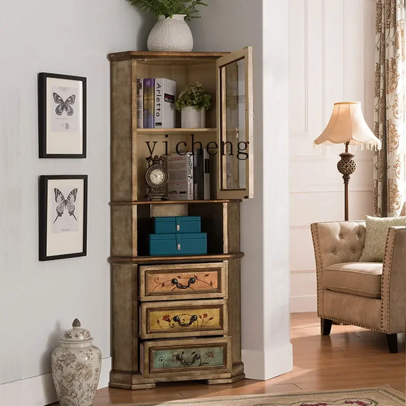 GZ-1  Solid Wood Corner Cabinet Bookcase Wine Cabinet Storage Side Corner High Cabinet Decorative Bookshelf