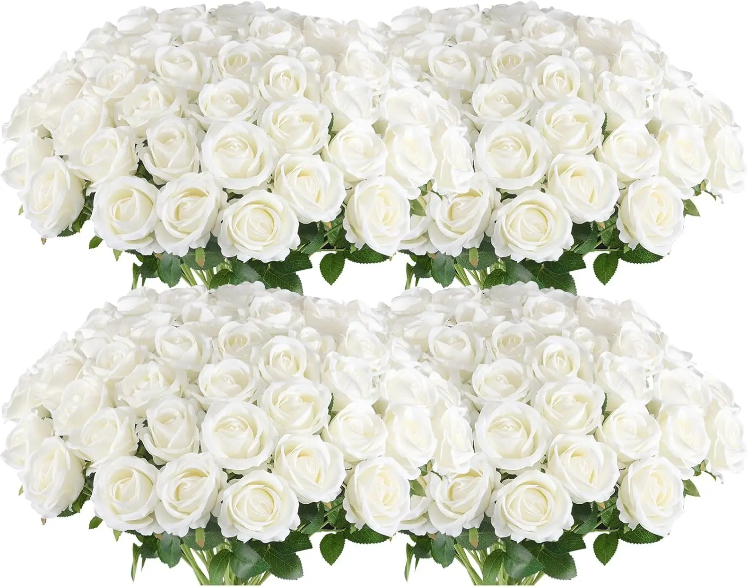 

Bulk Artificial Silk White Roses for Wedding Centerpieces, Home Decor, 100 Count