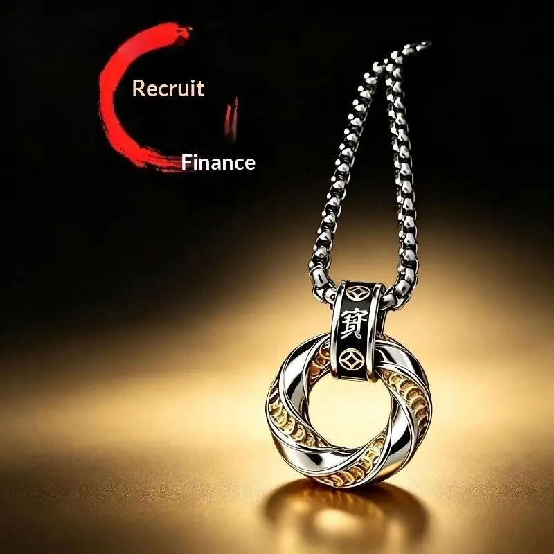 Stainless Steel Mobius Necklace For Men Light Luxury Niche Design Coins Double Circle Necklaces Trendy Sweater Chain KOFSAC