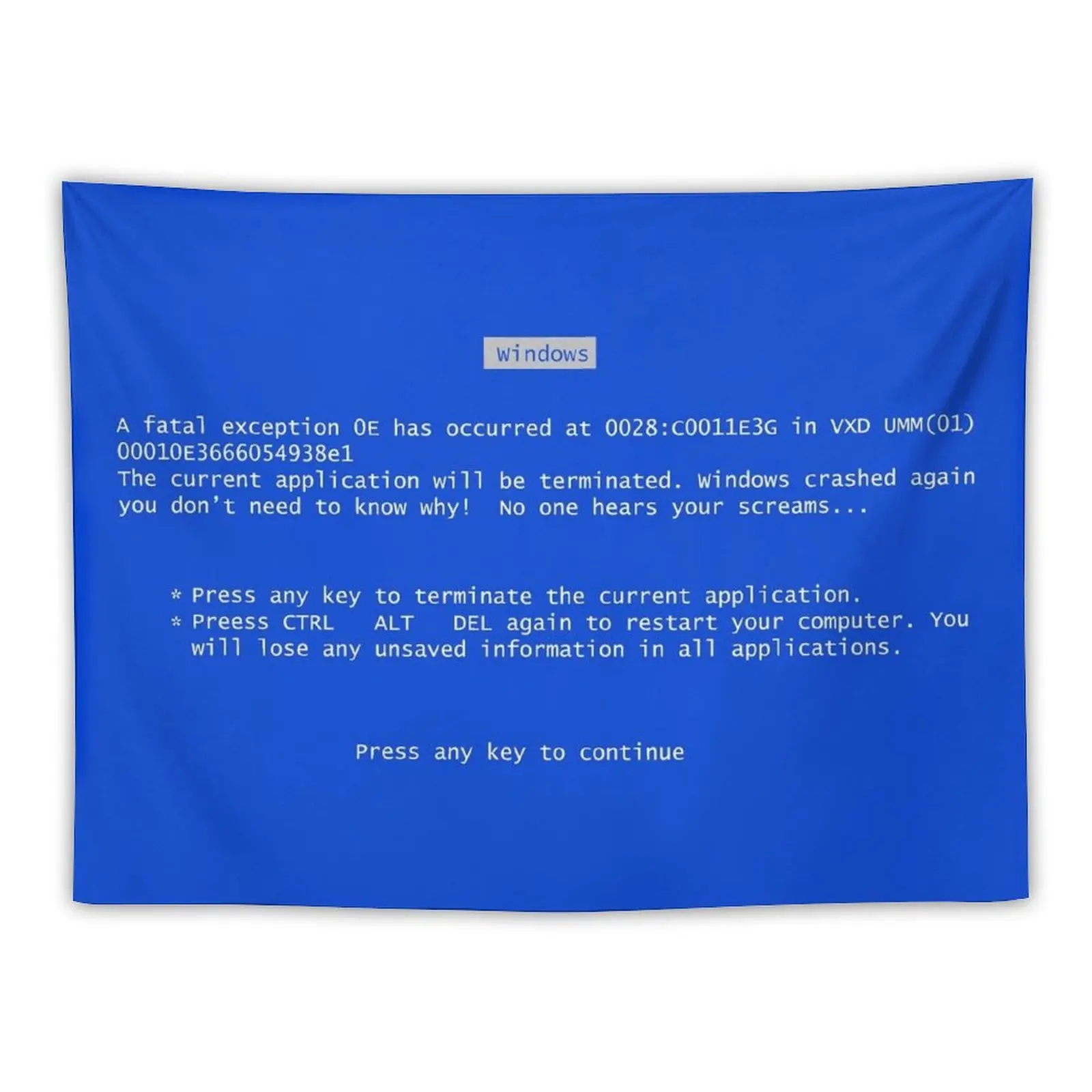 

New Blue screen of death Tapestry House Decorations Tapestry Wall Hanging Bathroom Decor Wall Deco