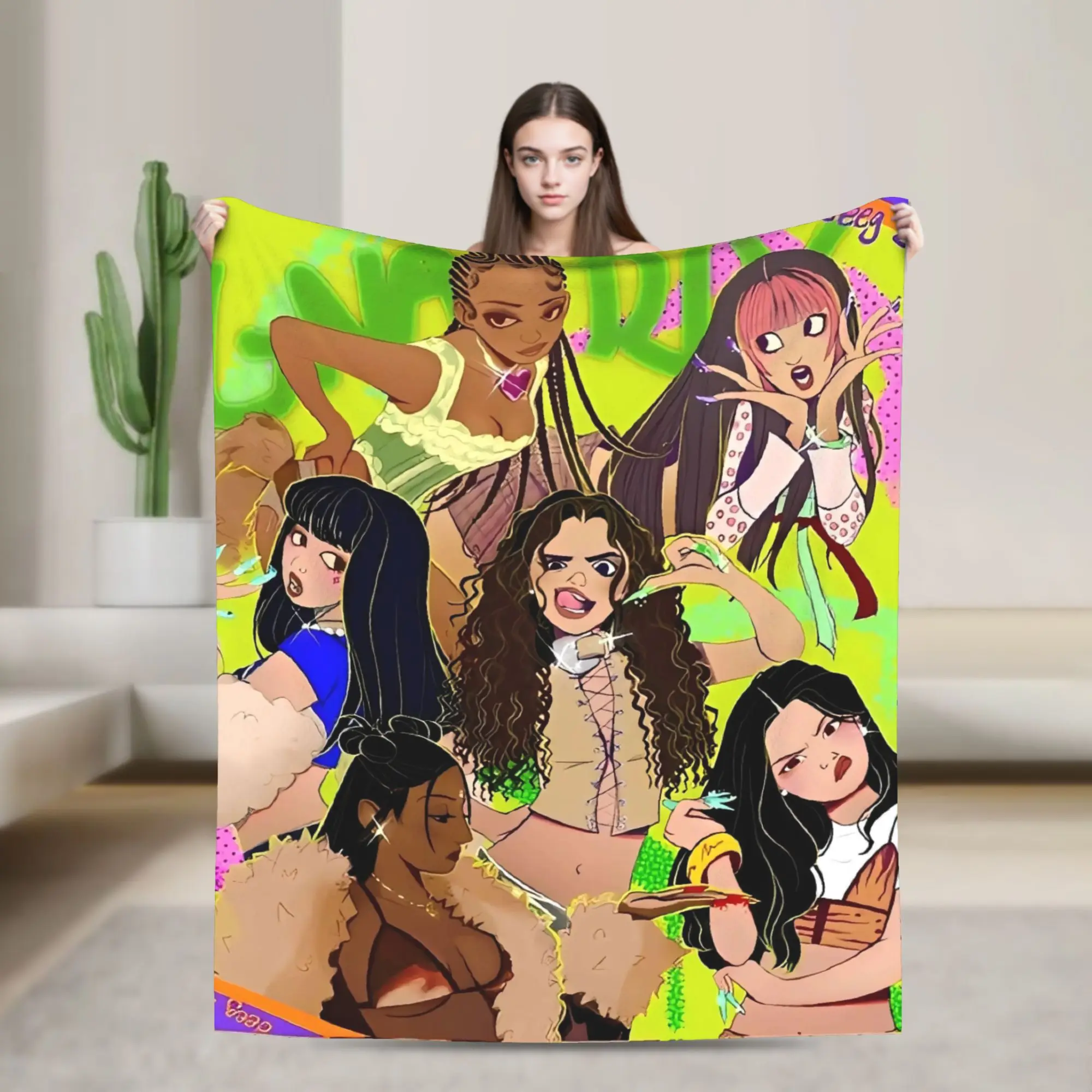 Katseye Gnarly Gabriela (2) Blanket  Picnic Flannel Throw Blanket For Bedroom Soft Design Quality Bedspread Gift