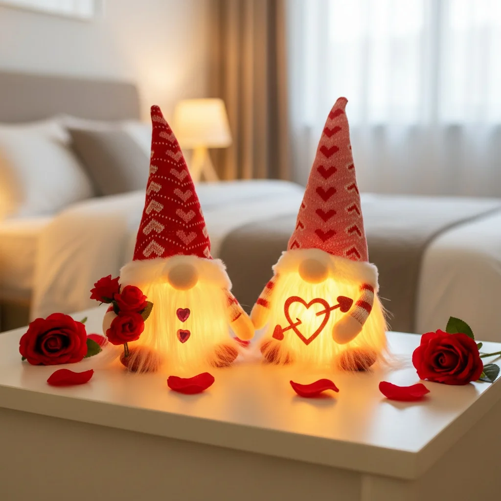 

10,6-дюймовый светодиодный светящийся гном безликая кукла, украшение для украшения ко Дню святого Валентина, плюшевая вязаная безликая кукла любви, праздничный подарок