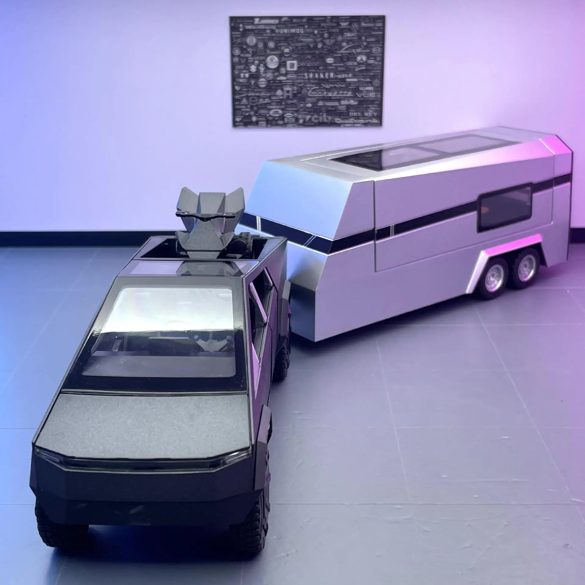 

1:32 Cybertruck Off Road Пикап Прицеп из сплава Автомобиль Литая под давлением Модель Звук и свет Детская игрушка Модная мебель для дома Подарки для мальчиков