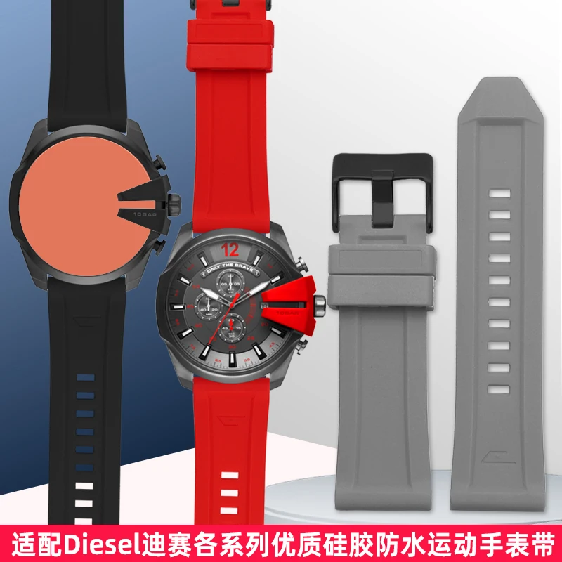 For Diesel Dz4318 4323 4283 7315 4476 4496 4427 7395 Universal Watch Strap 24mm 26mm 28mm Silicone Rubber WatchBand accessories