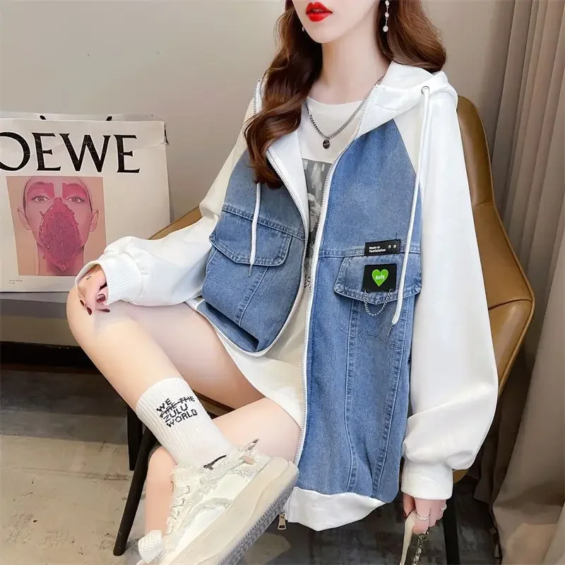 

Baggy Woman Tops Loose Hoodies Full Zip Up Casual Hooded Sweatshirt for Women With Zipper Aesthetic Coat Sweat-shirt Dropshiping