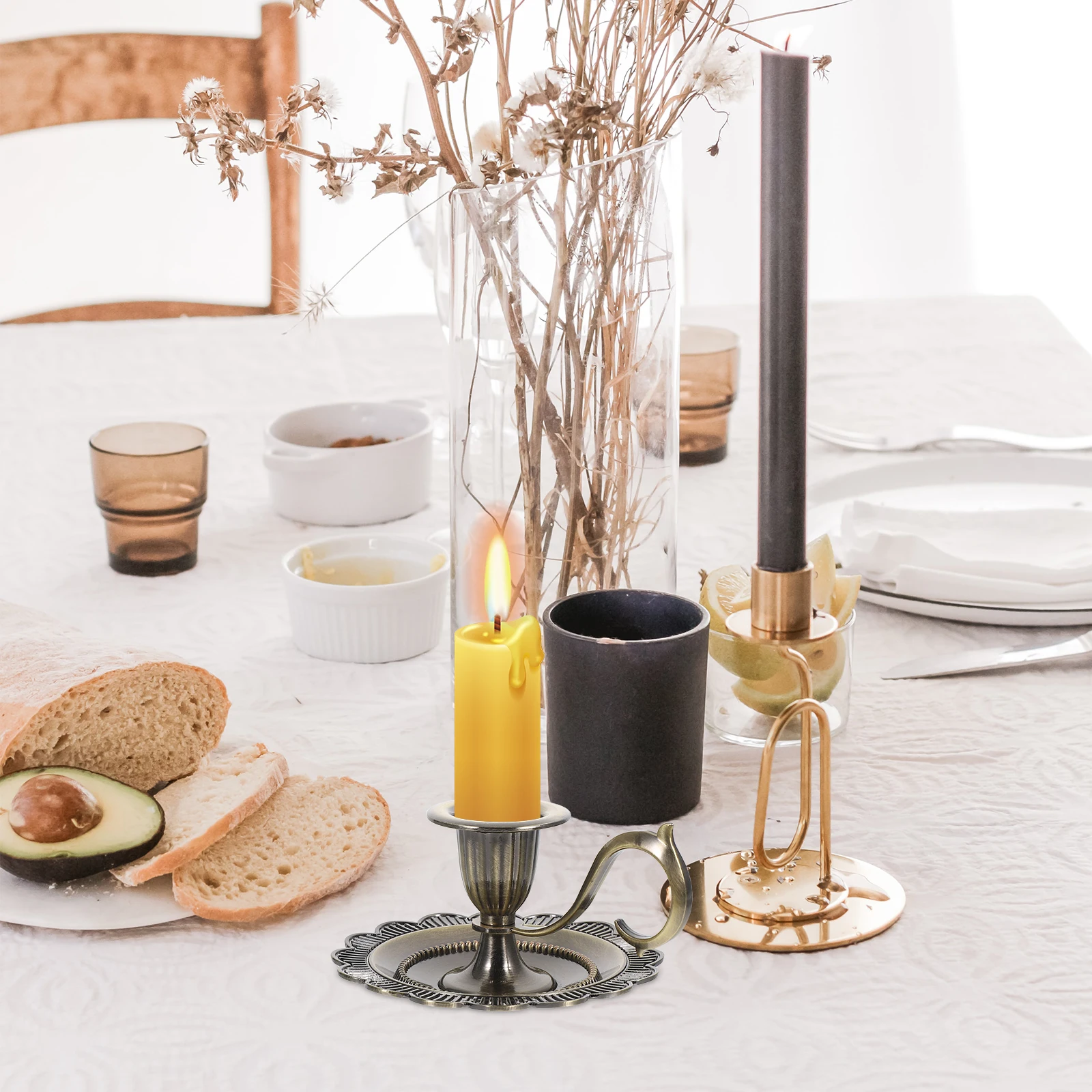 

Vintage Holder Plate European Style Iron Candlestick Stand Tall Metal Candelabra For Dining Table Decor Centerpiece