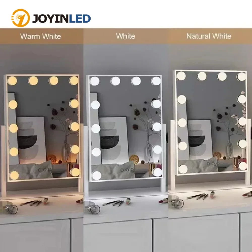

1pc 4/8/10/12 Lights Three-color Dimmable Beauty Light Bulb in Front of Mirror, Brightness Adjustable Beauty Light