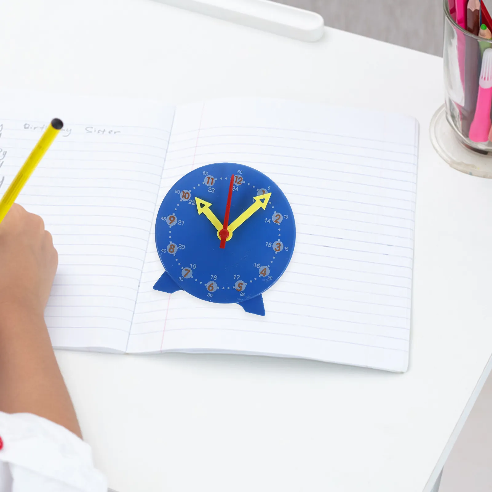 Teaching Clock for Kids Learning Time Three Hand Linked Educational Math Tool Bright Colorful Design Battery Free Classroom Wall view 3