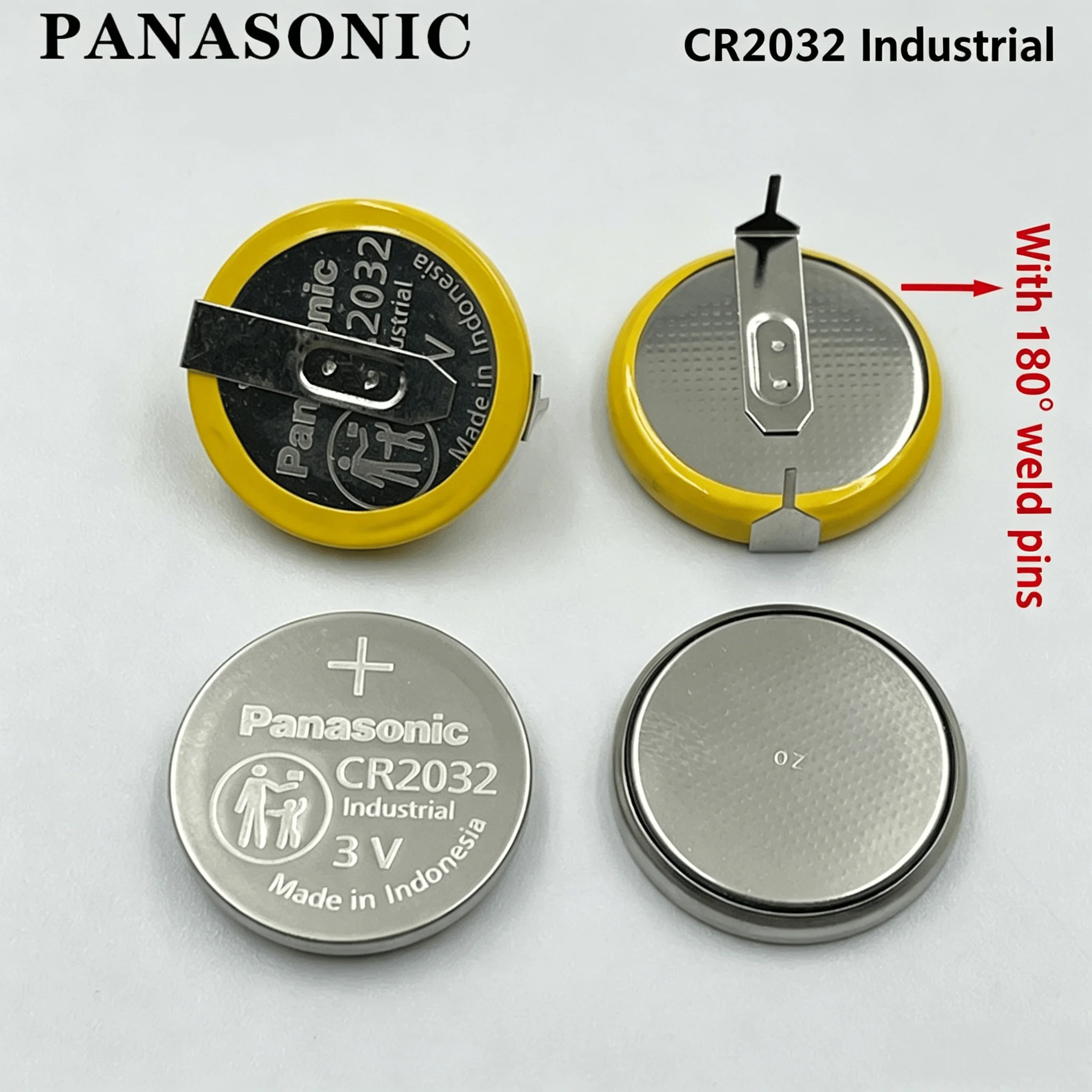 Panasonic CR2032 3V Coin Battery 180° Solder Tabs CR2032L/BN Industrial Pack For Car Key, Motherboard, Set-top Box Remote