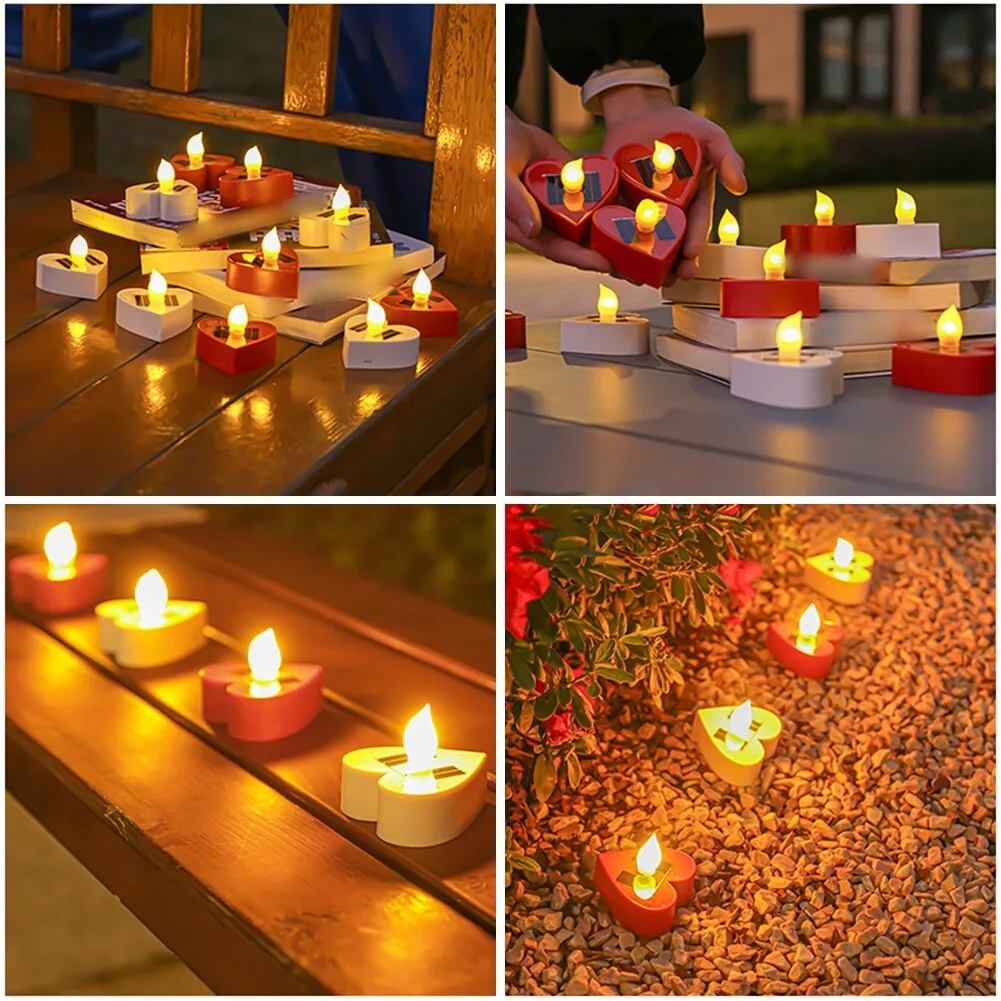 Valentine's Day Flameless LED Candles Rechargeable Decorative Tea Lights Romantic Atmosphere Bar Home Decor Night Light