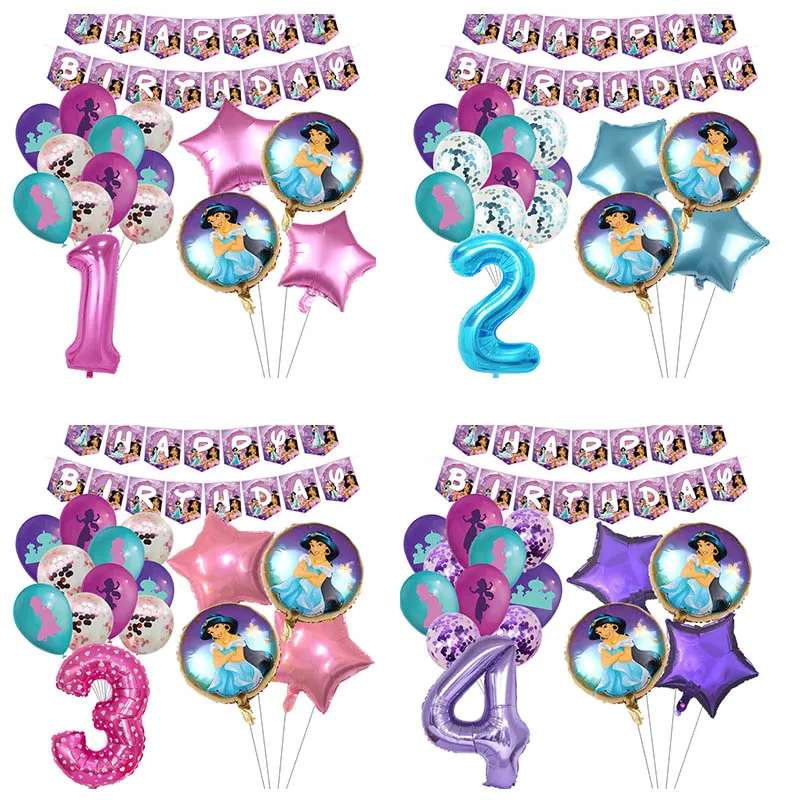 

Princess Jasmine Ballon Girl Wedding Birthday Party Supplies Pink Purple Globo Decor Baby Shower 32inch Number Foil Balloon Toy