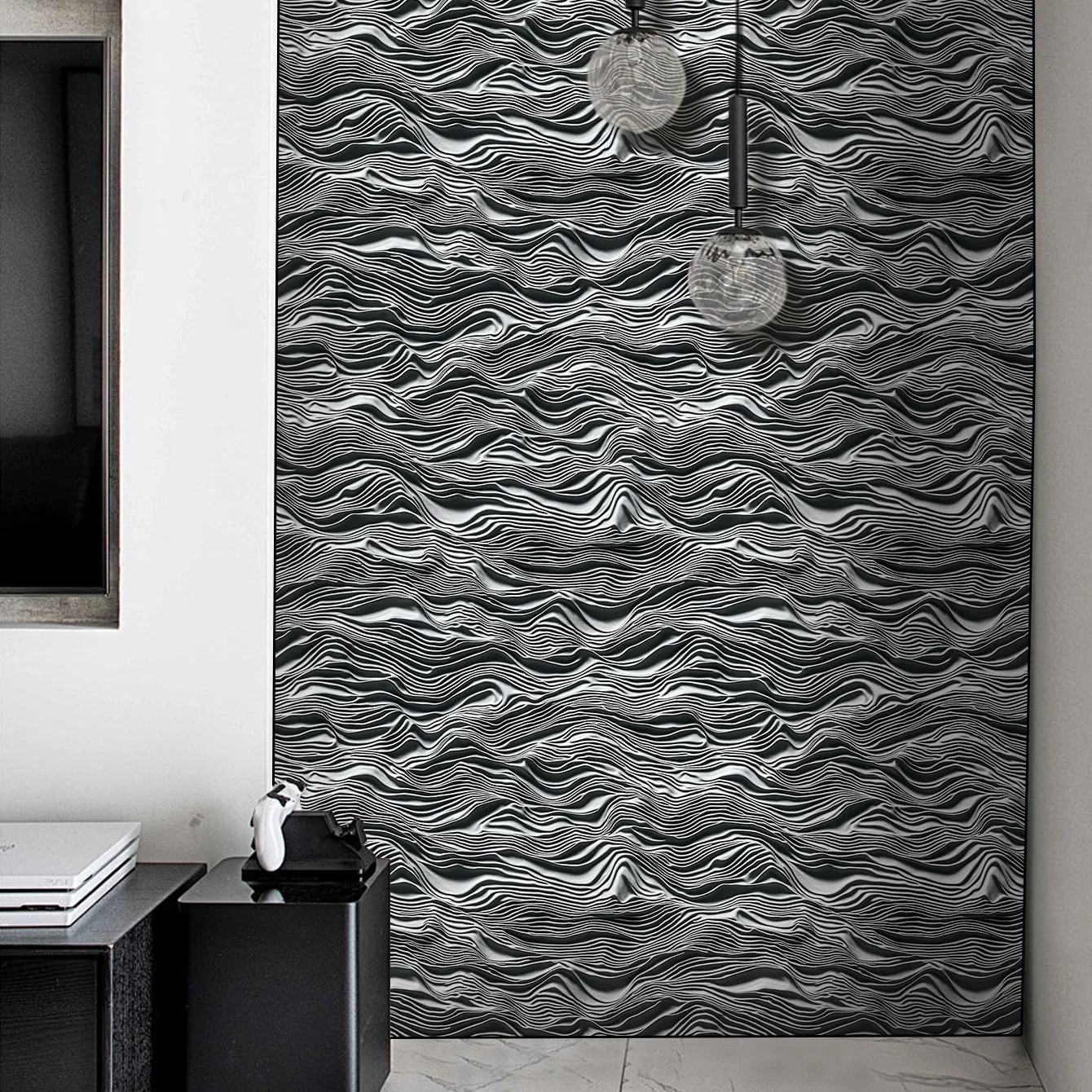 Marble Striped Contact Paper for Countertops Waterproof Peel and Stick Sea Wave Wallpaper for Kitchen Bathroom Walls Table