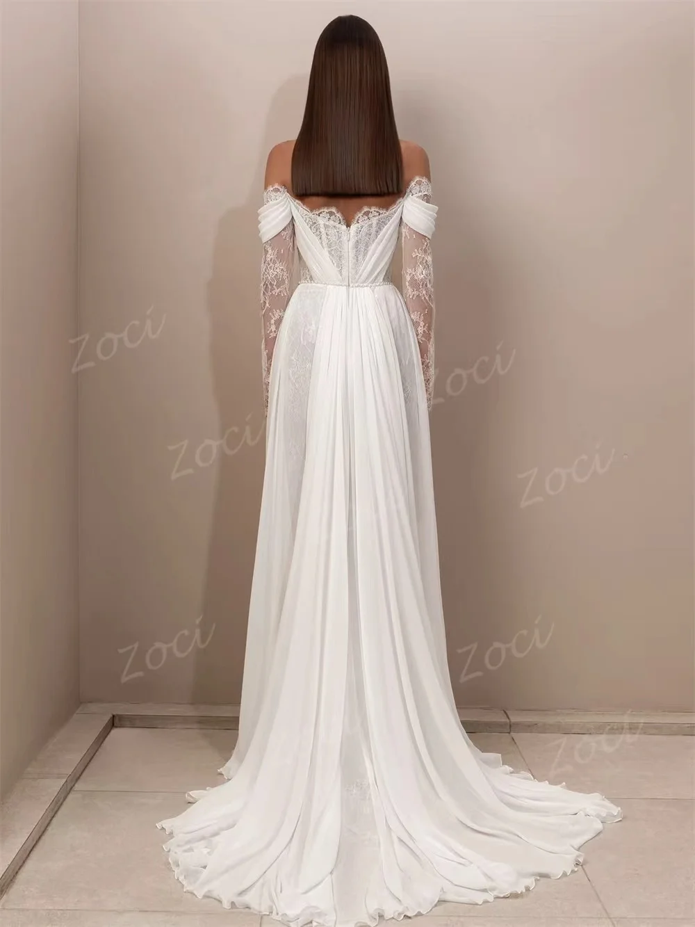 조시 빈티지 레이스 비치 웨딩드레스 롱 A라인 하이 슬릿 신부 드레스 베스티도스 데 노비아 보다 코르셋 브라이덜 가운 맞춤 제작
