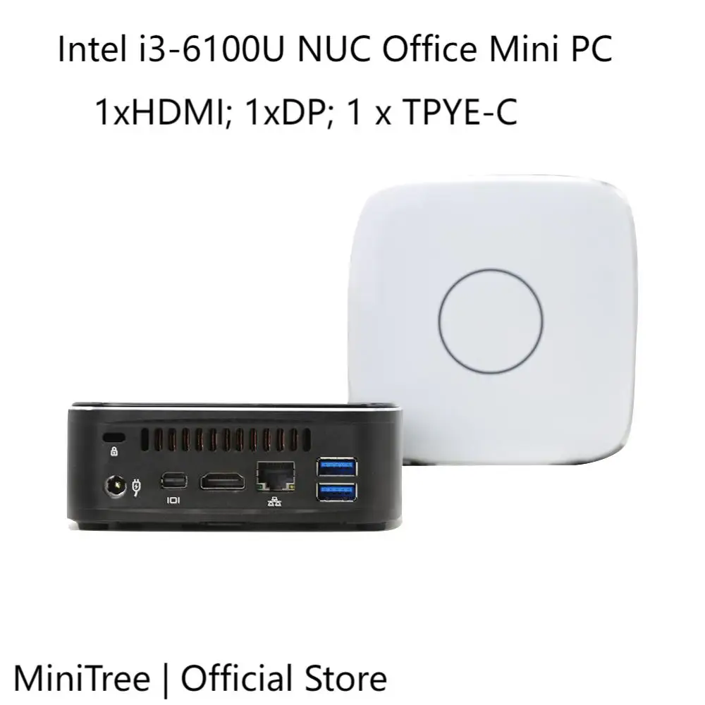NUC Office Mini PC Core i3-6100U 16G DDR4 512G SSD Windows10 FAN MINI POCKET PC HD DP Type-C دعم شحن مثبت على الحائط