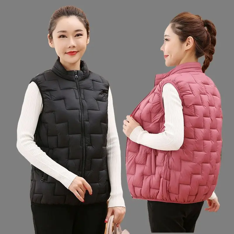 2023 Spring Autumn Women Ultra Light White Duck Down Vest Casual Female Warm Slim Sleeveless Waistcoat Outwear Tops