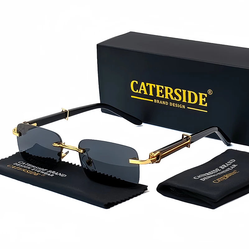 

Caterside Small Square Rimless Sunglasses Men Luxury Brand Designer Classic Rectangle Sun Glasses Male UV400