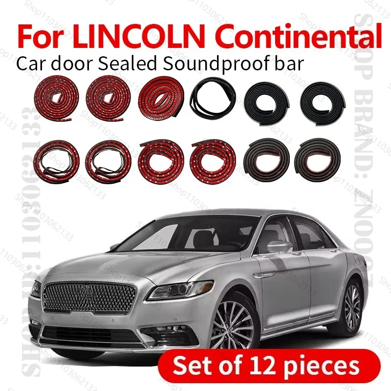 

For LINCOLN Continental Car Door Seal Strip Rubber Double Layer Sealing Protector Soundproof Dustproof Seal Strip 12PCS Set