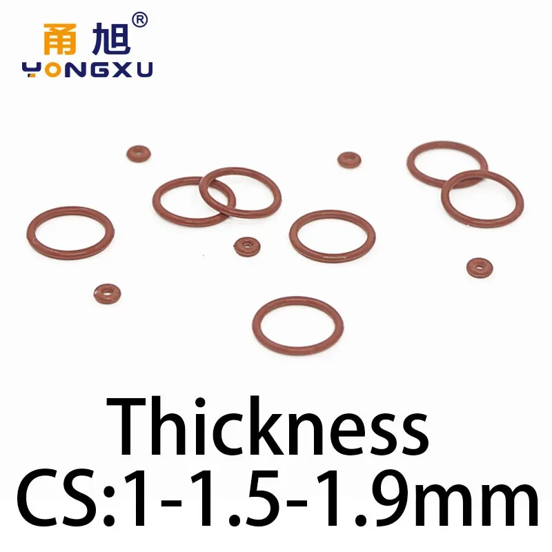 O-ring Thickness 1/1.5/1.9mm CS Fluororubber FKM Sealing Temperature Resistant Gasket Rubber Ring Complete in Specifications