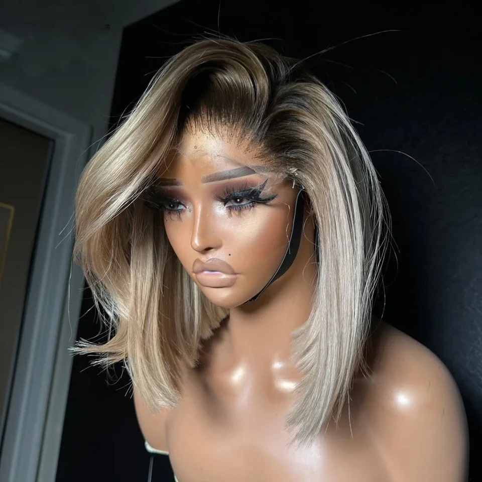 

Мягкий прямой парик омбре-блонд, плотность 150%, 100% натуральные волосы, парик с кружевной передней частью 13×4, с предварительно выщипанными волосками (baby hair)