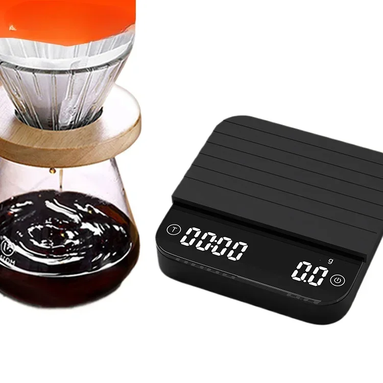 Household Coffee Electronic Scale, USB Mini Hand Brewing Timing Coffee Electronic Kitchen Scale, USB Italian Glass Coffee Scale