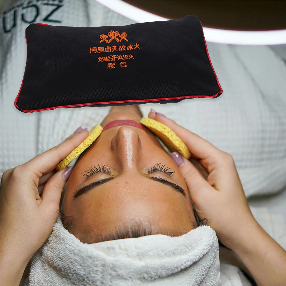 

2 Pcs Heating Pad Hand Pads Salt Bag Manual Coarse Moxibustion Black Hot Compress for Back Travel