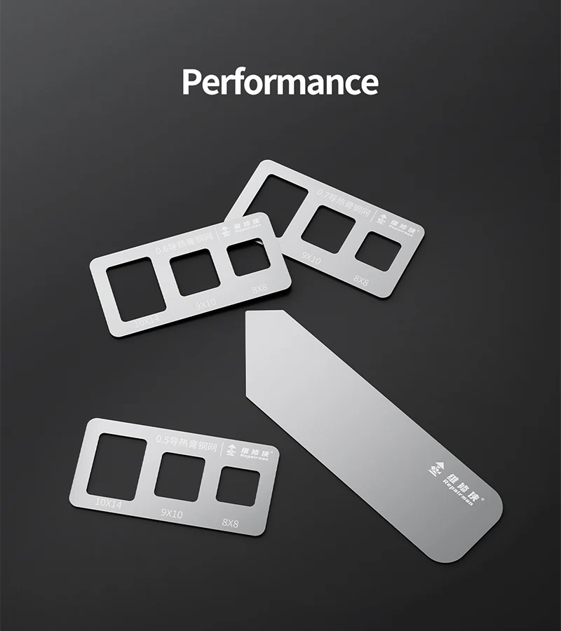 Repairman Thermal Conductive Paste Steel Mesh for Mobile Phone Motherboard PCB CPU Solder Paste Stencil with  Scraper Hand Tool