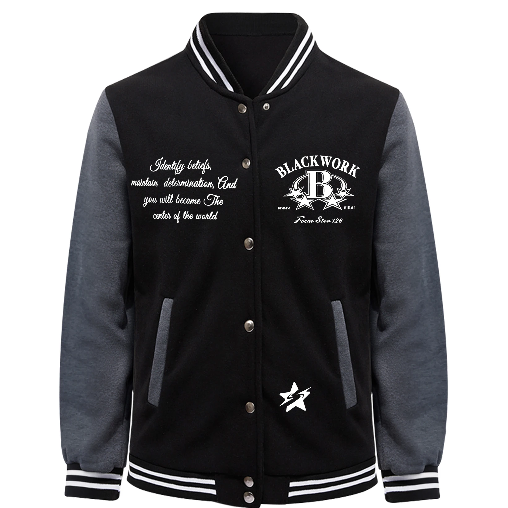 الملتوية الخماسي الأسود الرجال البيسبول جيرسي الرجعية فضفاض الرجالية الأزياء جيب سترة الخريف البلوز الملابس للجنسين