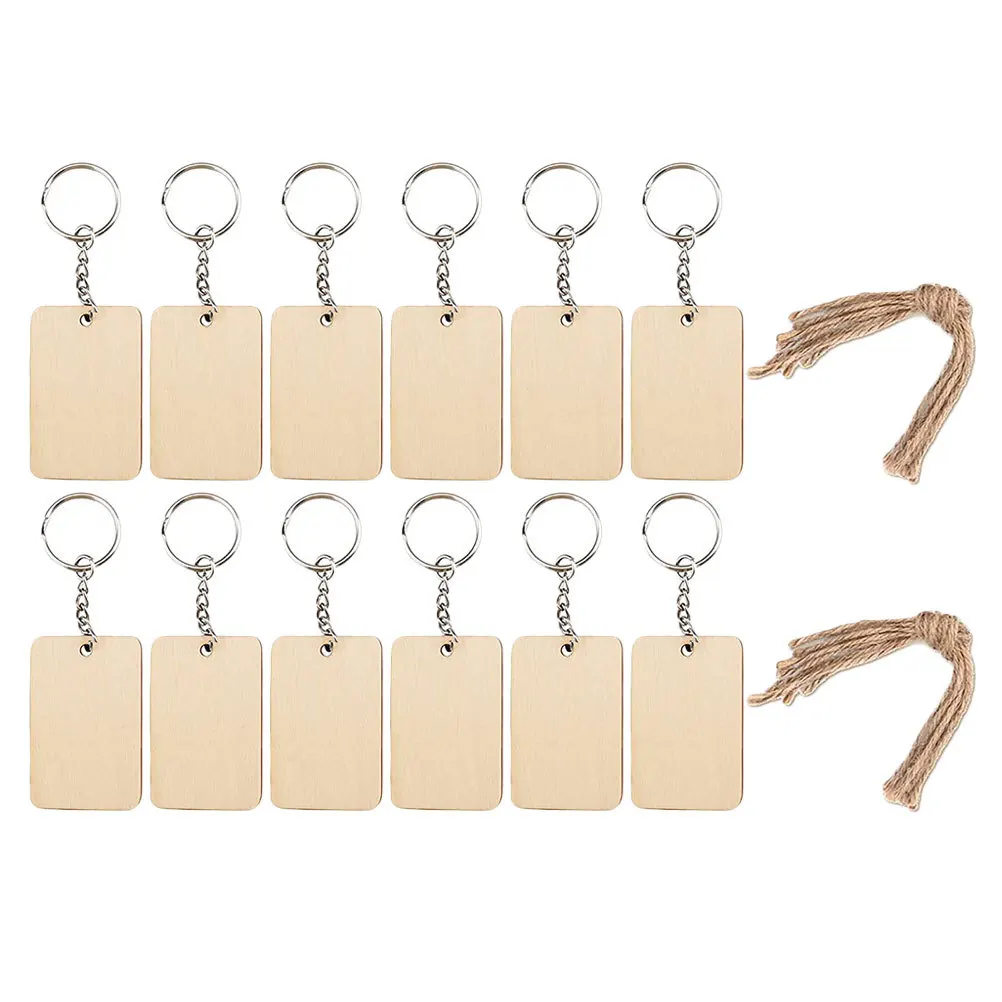 60 قطعة المفاتيح قلادة فارغة خشبية DIY بها بنفسك بسيطة الاطفال لوازم الحرفية لتقوم بها بنفسك كيرينغ اكسسوارات الديكور قلادة كيرينغ فارغة #3