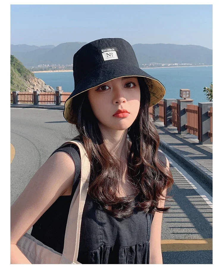 Summer New Women's Double Fisherman Hat Spring And Autumn Sun Protection Cotton Collapsible Bucket Hat