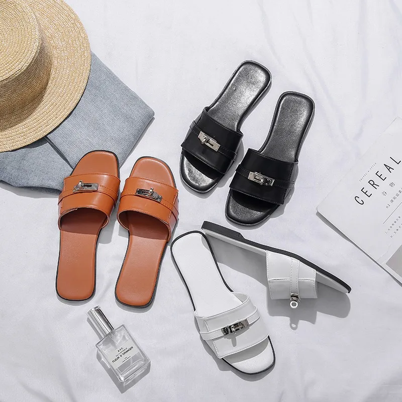 

New Retro French Fairy Wind Beach Seaside Travel Soft Flat Roman Shoes Fashion Sandals