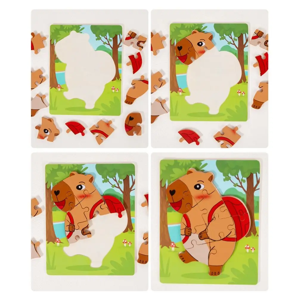Capybala quebra-cabeça de madeira design dos desenhos animados material de madeira animais jogo de quebra-cabeça função educacional tipo quebra-cabeça