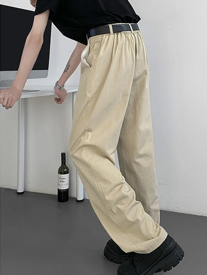 

Khaki Workwear Pants Men Summer Thin American Retro Vibe Cleanfit Flared Straight Leg Trousers Casual Pants Loose Fit Long Pants