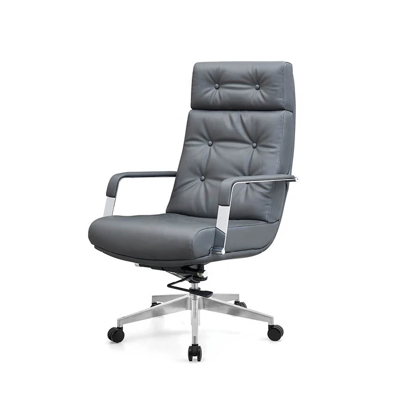 ✗x Direct Factory Price Grey Genuine Leather Executive Reclining Office Chair Ergonomic Desk Chair&