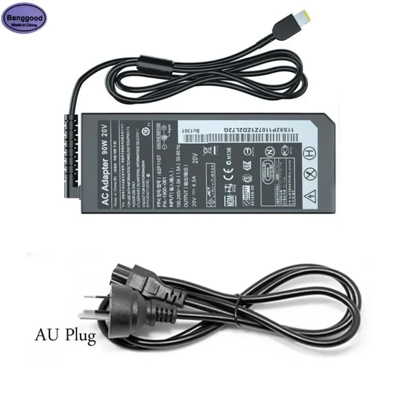 

20V 4.5A 90W Pin Type Laptop Charger w/ AC Power Cable for Lenovo X1 Carbon T440 E431 X230S X240S G405s G500s ADLX90NLT3A ADLX9