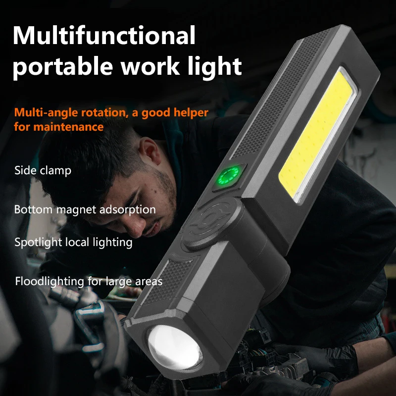 Multi Functional COB Work Light Multi Angle Rotating Flashlight Charging And Maintenance Light With Magnetic Machine NEW 2025