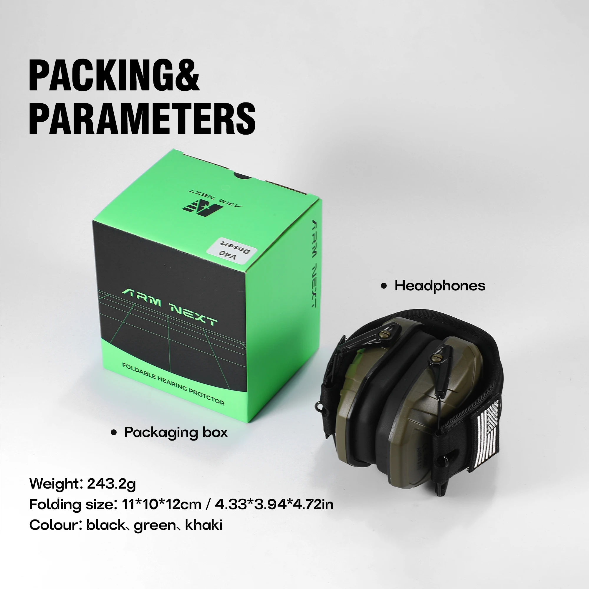 غطاء للأذنين عسكري تكتيكي V40 سماعات حماية السمع لإلغاء الضوضاء السلبية للرماية والصيد #6