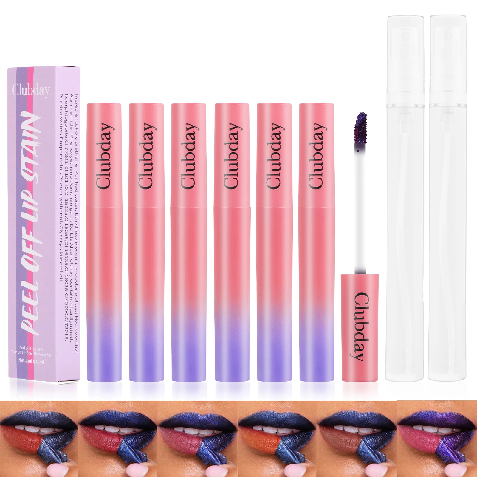 6 Color Tearable Matte Lip gloss Long Lasting Tattoo Non-stick cup Sexy Red Color Waterproof Formula Lips Makeup Cosmetic