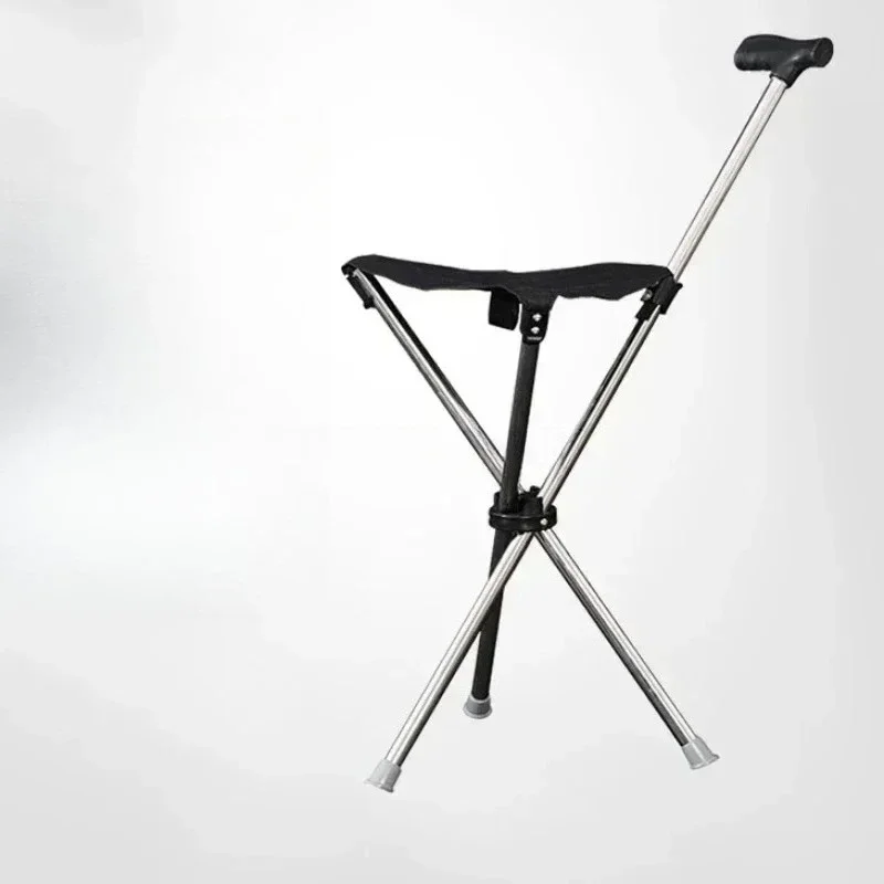 

Portable Outdoor Foldable Cane Chair Elderly Walking Cane Stool Lightweight Mountain Climbing Beach Chairs Relaxing Playa