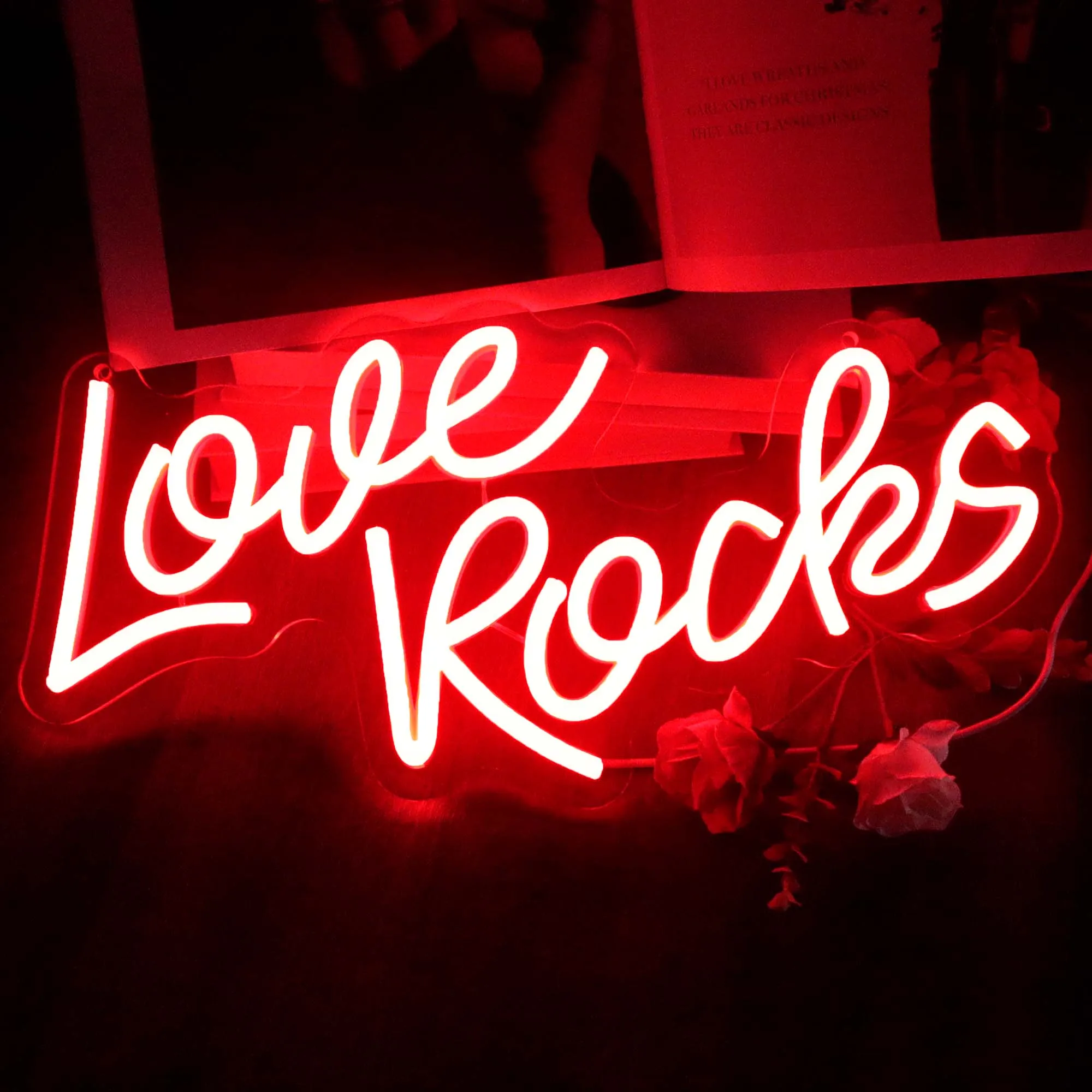 Custom Flex LED Lights Sinais De Parede De Néon, Love Rocks Sign, Presente Personalizado Do Evento Especial Do Casamento, Decoração De Casa Do Quarto