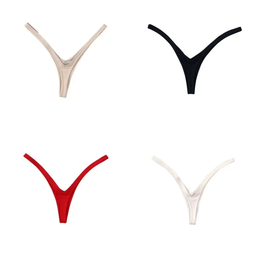 Innovative Deep V Look Thong Panties Cotton Solid Color Women Briefs Equipped with A Sophisticated Comfortable Low Waist Bikini