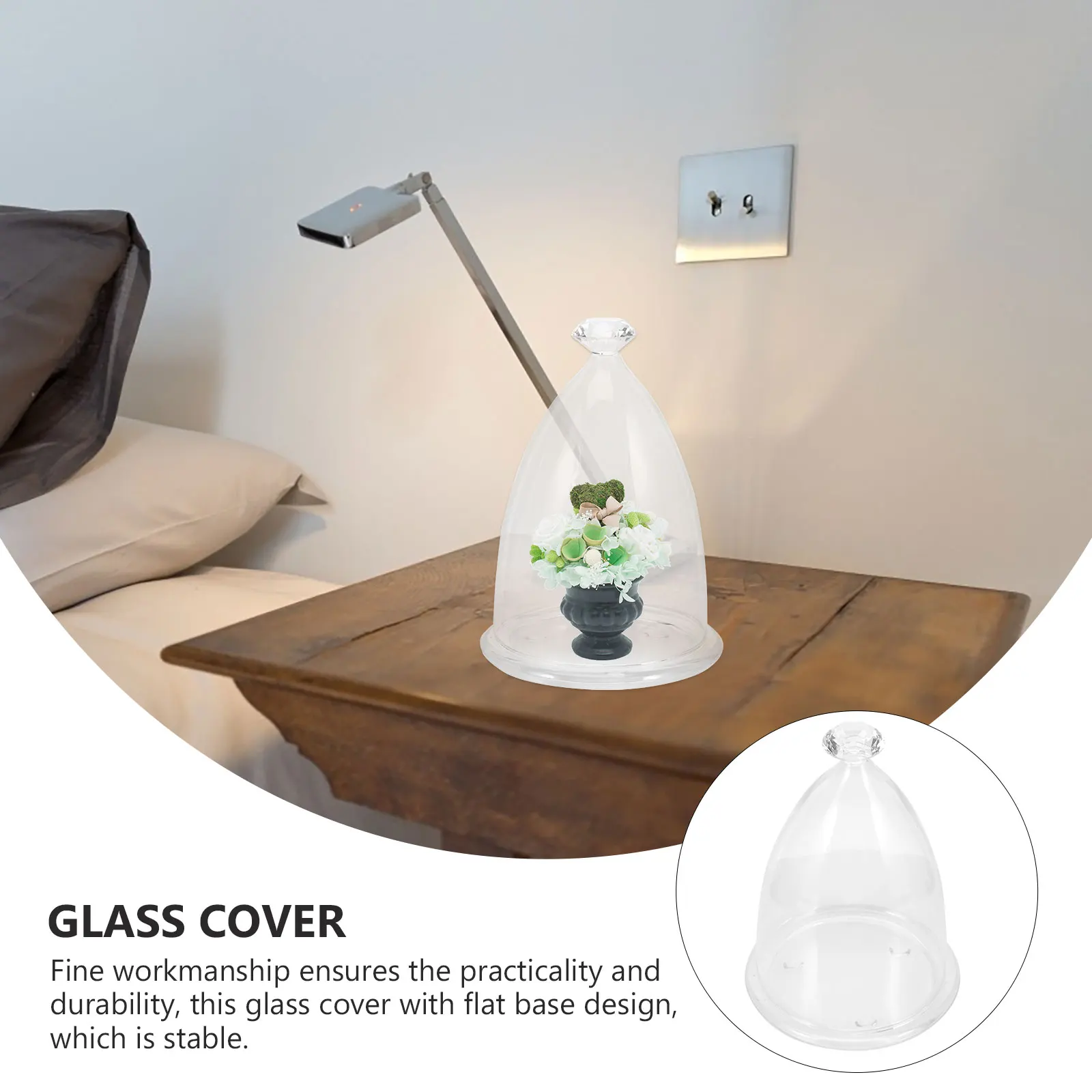 

Clear Display Dome Base Preserved Flower Glass Cover Creative Decor Micro Landscape Exquisite Valentine Gift Clear Glass Dome