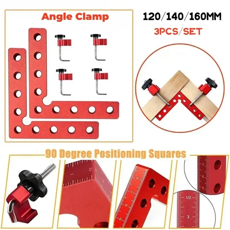 90 Degrees Woodworking Right Angle Clamps L-Shaped Positioning Panel Fixed Clip Carpenter's Square Ruler Woodworking Tool