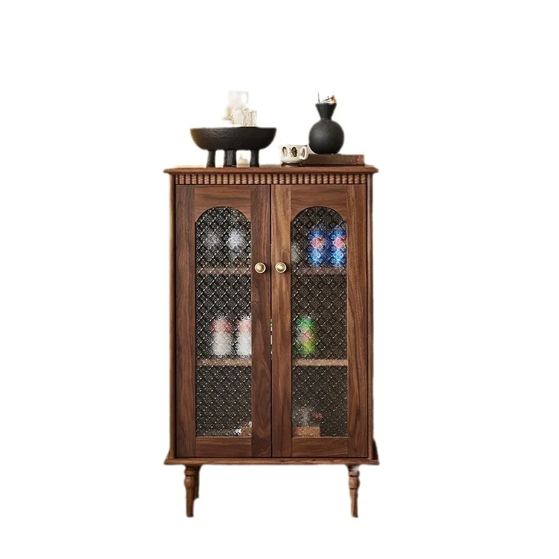 

Living room wall storage French retro solid wood display cabinet Home TV side cabinet