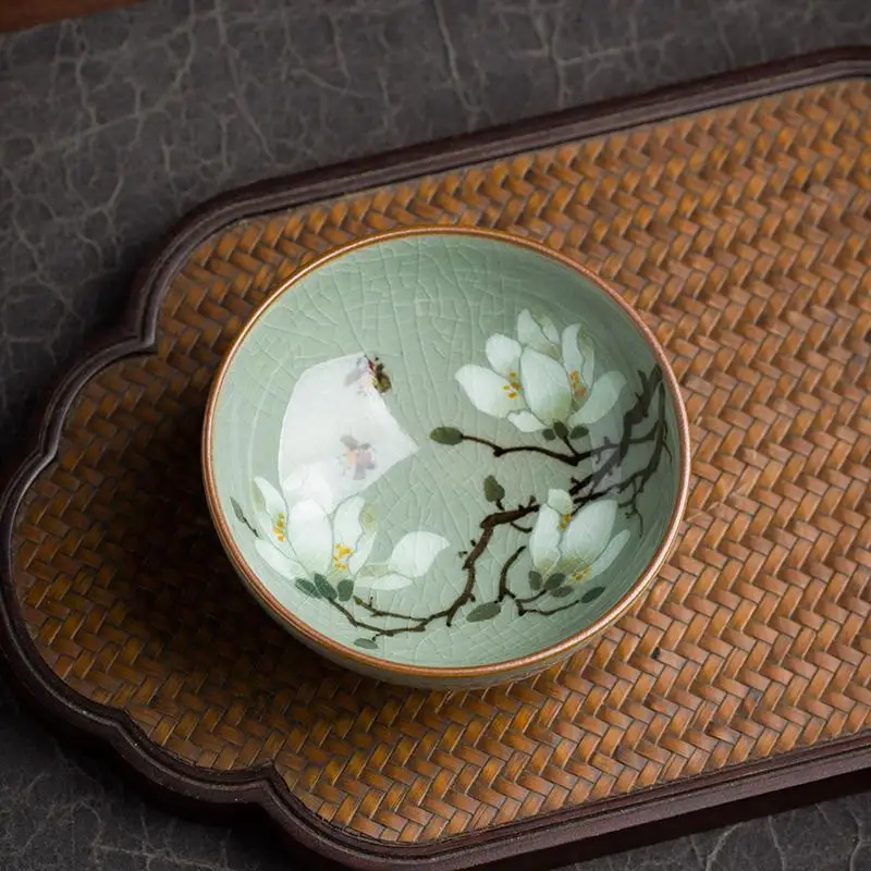Hand-Painted Ceramic Chai Cup Single Cup Underglaze Color Tea Set Ceramics Zhangjiakou Personal Cup Retro Orchid Owner Cup