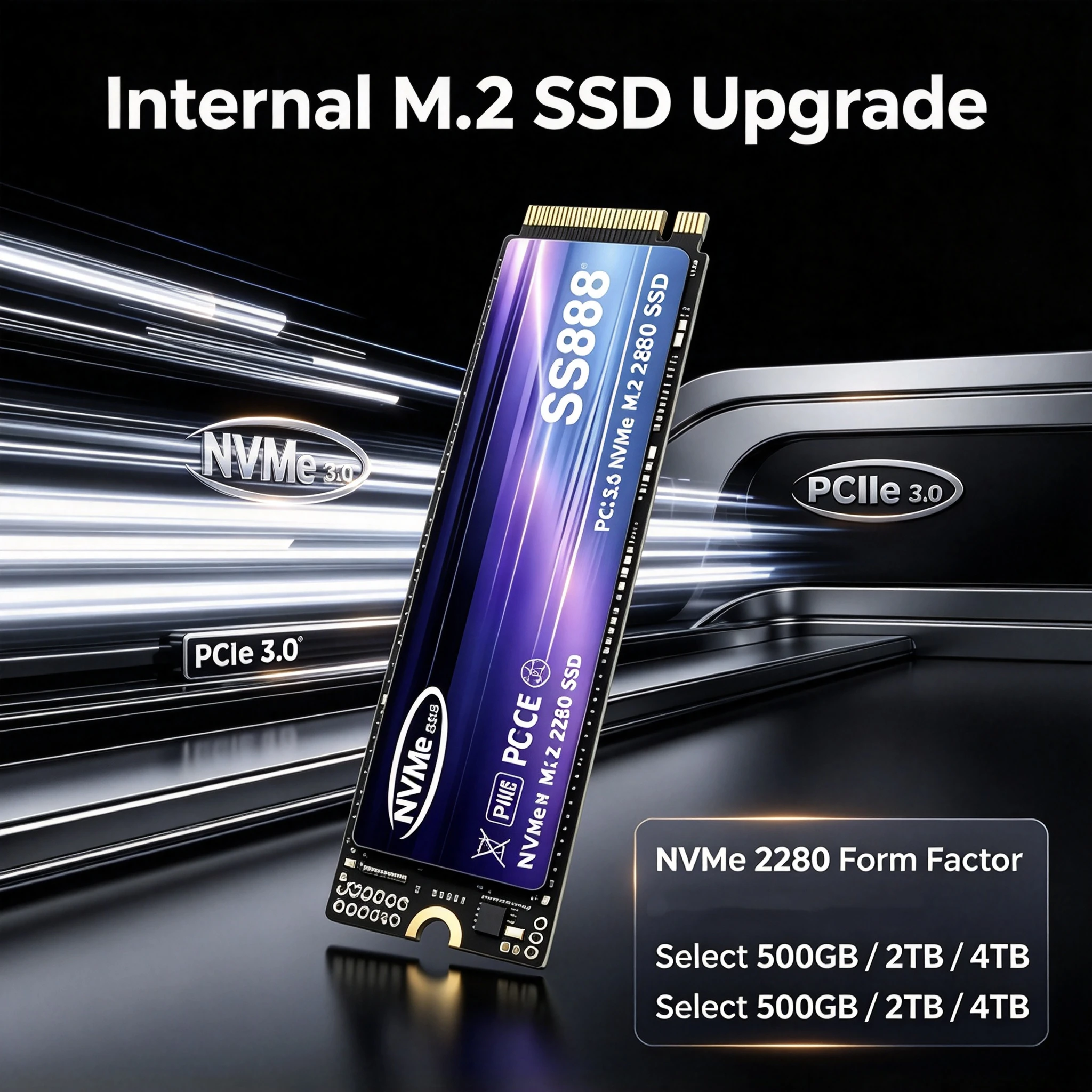 Original SS888 M.2 NVMe SSD, PCIe 3.0 2280 Internal Solid State Drive, 500GB-4TB High Speed SSD Disk for Desktop & Laptop