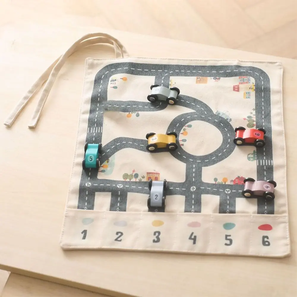 

Cartoon City Children's Montessori Traffic Toy 35*31 CM Parent-child Interaction Baby City Traffic Road Map Game Wooden Car