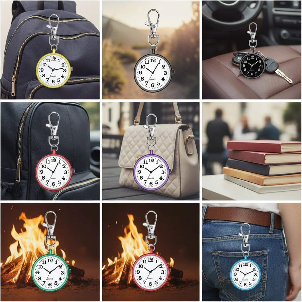 Mini Retro Pocket Watch for Students Nurses Portable Keychain Timepiece 1 Pc