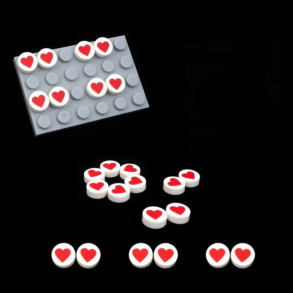MOC 10 قطعة 98138 الأحمر القلب العين المطبوعة شخص أرقام الطوب التراص نمط بناء الالعاب العملاقة الكبار الفتيان هدية عيد
