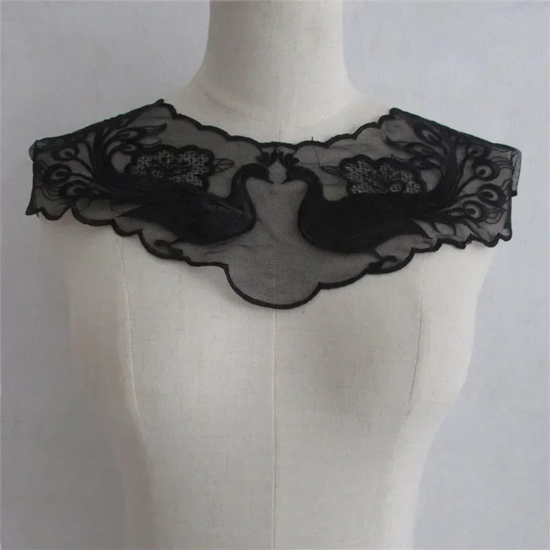 Fashion style Black Organza Embroidery Lace Collar Neckline DIY Sewing Lace Fabric Decoration Ladies Clothes Decal Accessories