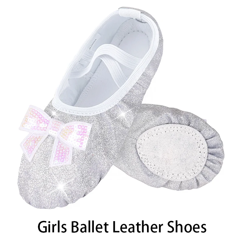 Girls Shiny Leather Ballet Shoes Split-Sole No-Tie Dance Slippers for Girl Toddlers Ballet Dance Practice